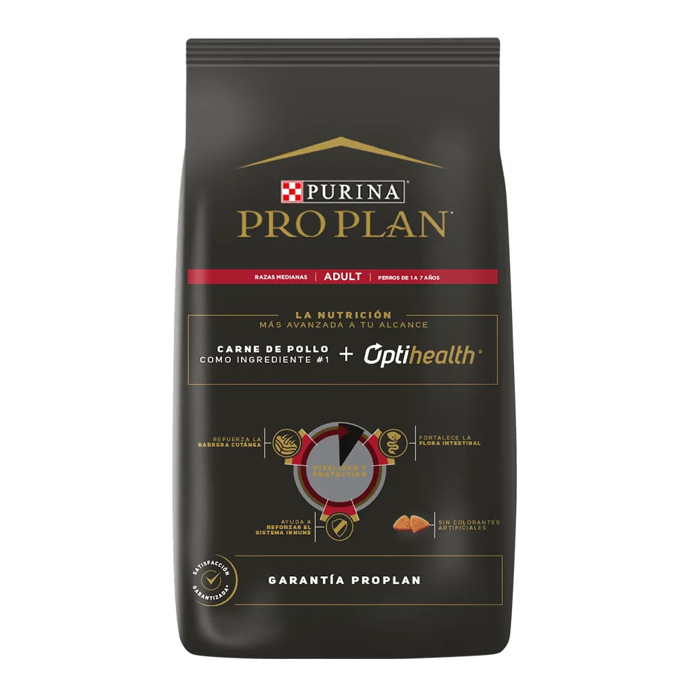 Comida para Perro Purina: Pro Plan, Aduto, Pollo, Razas Medianas 3KG