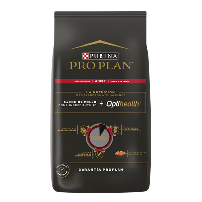 Comida para Perro Purina: Pro Plan, Aduto, Pollo, Razas Medianas 3KG