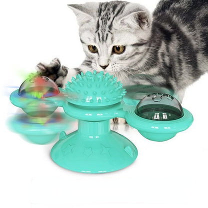 Juguete interactivo girador para gatos, luz led y bolitas de catnip