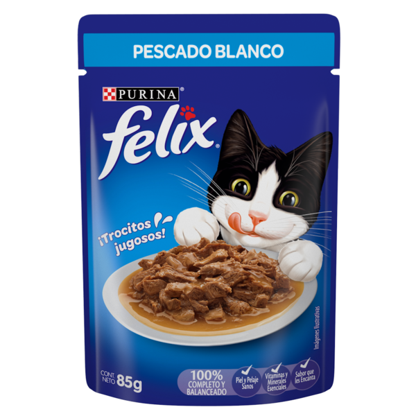 Alimento Húmedo para Gatos Purina: Felix, Sobre, Pescado Blanco 85gr