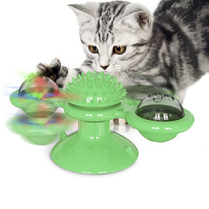 Juguete interactivo girador para gatos, luz led y bolitas de catnip