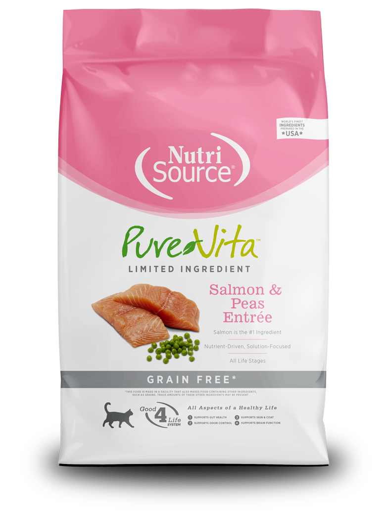 Comida para Gato Nutri Source: Pure Vita, Salmón y Guisantes sin Cereales 3Kg