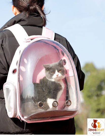 Mochila transparente con cápsula espacial para mascotas