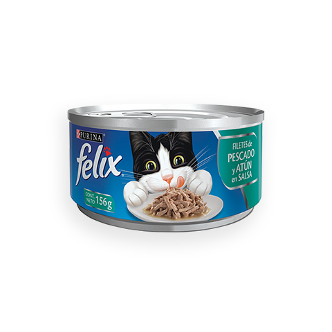 Alimento Húmedo para Gatos Purina: Felix, Lata, Filetes Pescado y Atún en Salsa