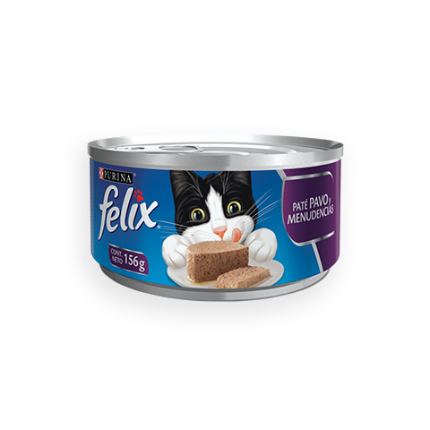 Alimento Húmedo para Gatos Purina: Felix, Lata, Paté Pavo y Menudencias 156gr